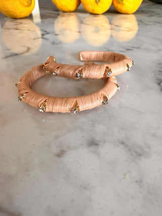 Tan Stud Hoops - Dear GigiTortoise