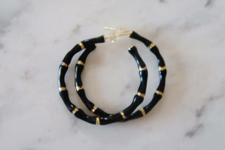Enamel Bamboo Earring Black - Dear GigiBlack