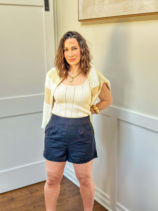 Black Linen Shorts - Dear GigiXS