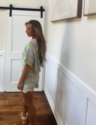 Colorblock Squiggly Oversized Knit Set