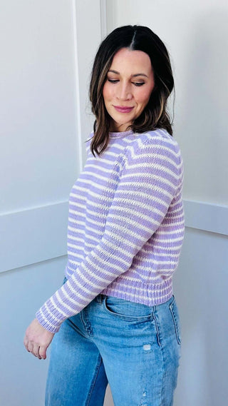 Sabrina Lilac Striped Sweater - Dear GigiS