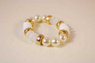 Pearl & Color Rondelle Beads Bracelet - Dear GigiBlack