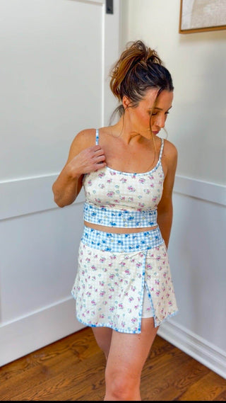 Betty Gingham Floral Patchwork Skort Set - Dear GigiS
