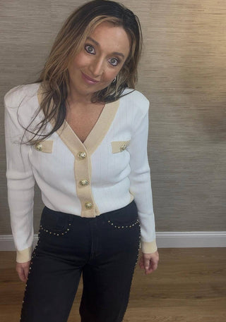 Gold Button Cardigan - Dear GigiXS
