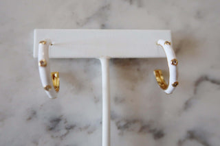 CZ Enamel Hoops - Dear GigiWhite