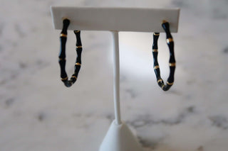 Enamel Bamboo Earring Black - Dear GigiBlack