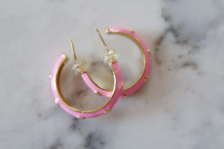 CZ Enamel Hoops - Dear GigiWhite