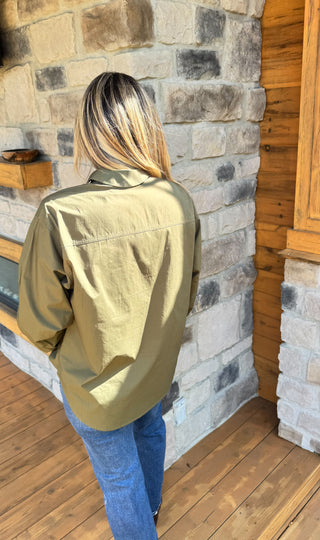 Dark Olive Button-Up Long Sleeve Shirt