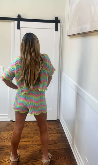 Colorblock Squiggly Oversized Knit Set