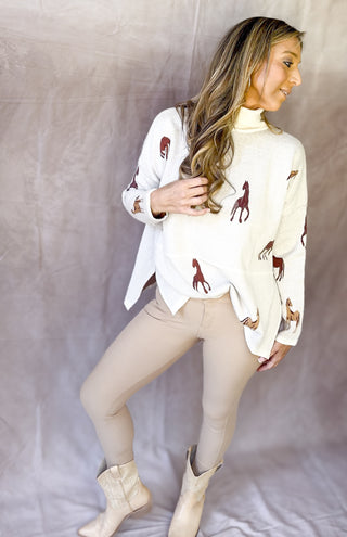 The Lexington Sweater – Horse Motif Turtleneck