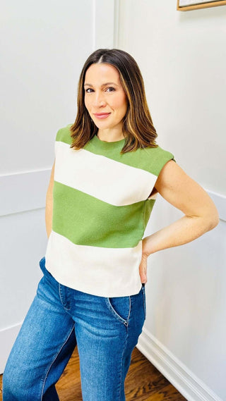 Green and Cream Sleeveless Tank - Dear GigiS