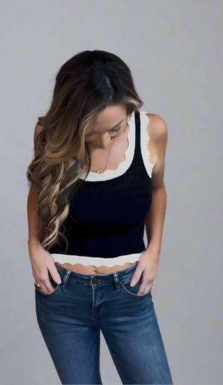 Sleeveless Scallop Sweater Tank