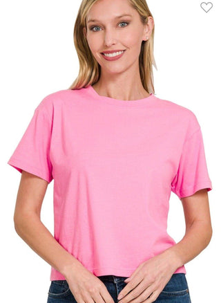 Cropped Crewneck T Shirt - Dear GigiWhiteSmall