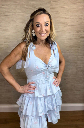 Poplin Bow Corset Dress - Dear GigiSmall
