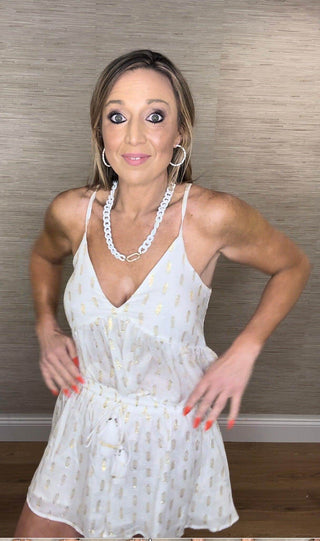 White Clipped Metallic Tank - Dear GigiSmall