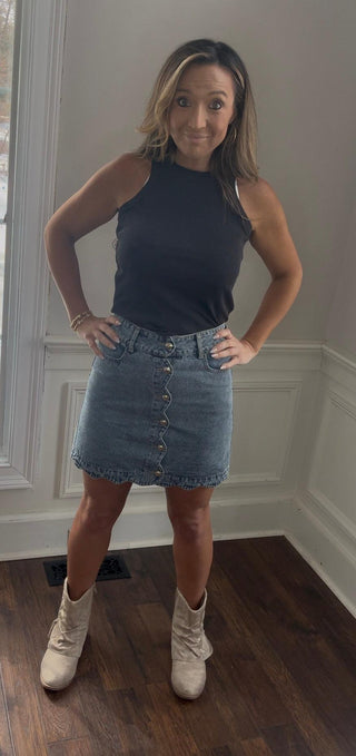 Scalloped Jean Skirt - Dear GigiS