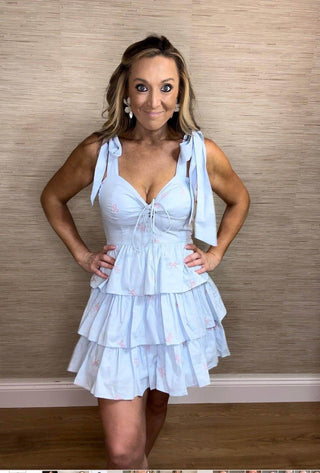 Poplin Bow Corset Dress - Dear GigiSmall