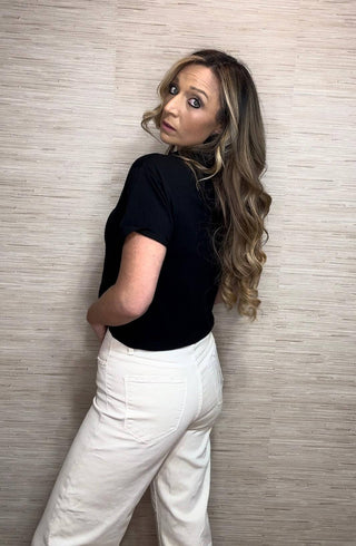 Cropped Crewneck T Shirt - Dear GigiWhiteSmall