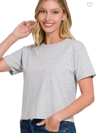 Cropped Crewneck T Shirt - Dear GigiWhiteSmall