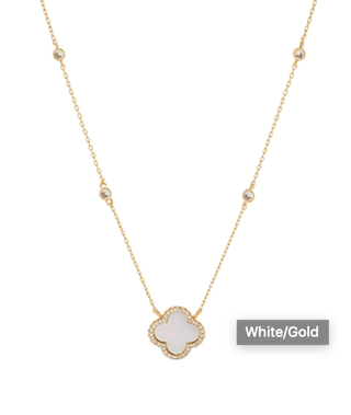 Crystal Clover Pendant Necklace - Dear GigiBlack