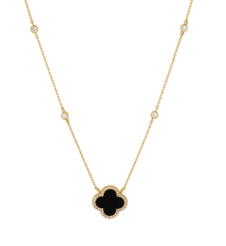 Crystal Clover Pendant Necklace - Dear GigiBlack