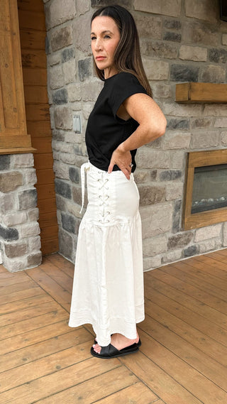 Capri Lace-Up Denim Maxi Skirt - Dear GigiS