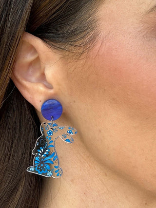 Porcelain Blue Bunny Earrings - Dear GigiBlueResinDangle