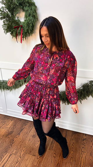 The Freya Dress — floral print with smocking and ruffle details