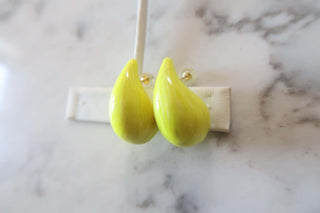Enamel Raindrop Earrings Yellow - Dear Gigiyellow