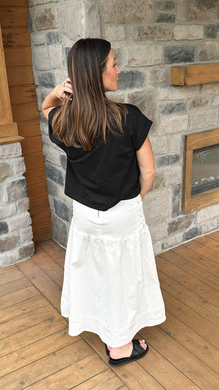 Capri Lace-Up Denim Maxi Skirt - Dear GigiS