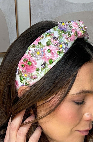 Crystal Floral Headband - Dear GigiPink