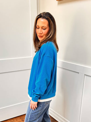Layered Ease Crewneck Blue - Dear GigiS
