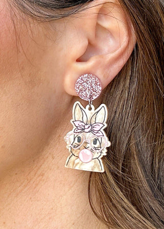 Bubblegum Bunny Earrings - Dear GigiPinkResinDangle