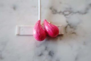 Enamel Raindrop Earrings Pink - Dear GigiPink