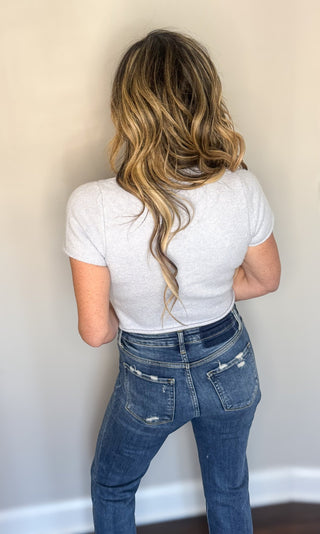 Blue Short Sleeve Sweater - Dear GigiXS