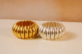 Dome Shaped CCB Stretch Bracelet - Dear GigiSilver