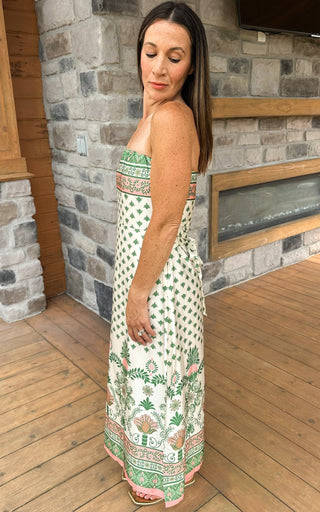 Palm Grove Strapless Maxi Dress - Dear GigiXS