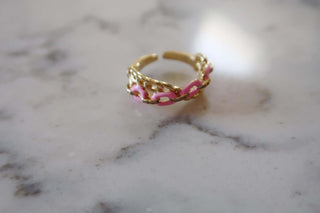 Enamel Chain Ring - Dear GigiPink