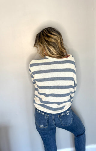 Jane Boat Neck Striped Texture Knit Sweater - Dear GigiS