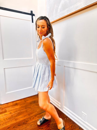 Sleeveless Striped Pleated Romper - Dear GigiS