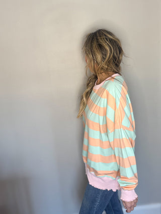 Stripe Terry Top with Lettuce Edges - Dear GigiS