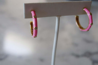 CZ Enamel Hoops - Dear GigiWhite