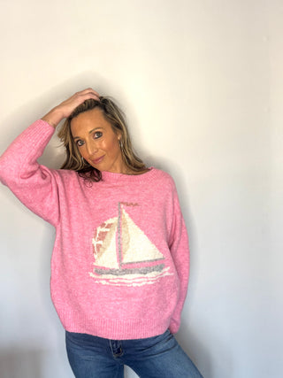 Pink Sailboat Sweater
