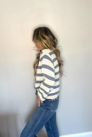 Jane Boat Neck Striped Texture Knit Sweater - Dear GigiS