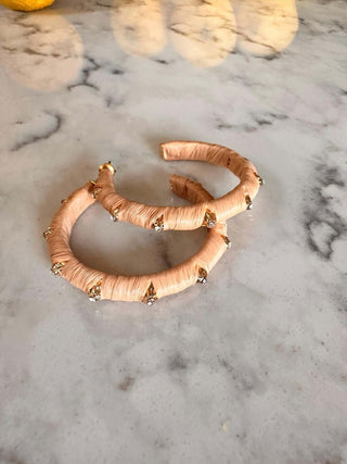 Tan Stud Hoops - Dear GigiTortoise
