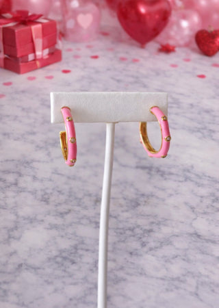 CZ Enamel Hoops - Dear GigiWhite