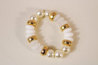 Pearl & Color Rondelle Beads Bracelet - Dear GigiBlack