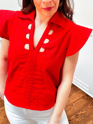 Scarlet Edge Cropped Blouse - Dear GigiXS