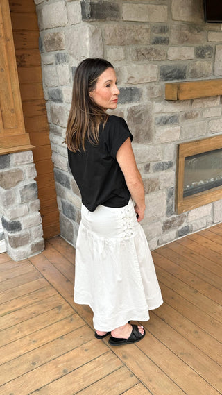 Capri Lace-Up Denim Maxi Skirt - Dear GigiS