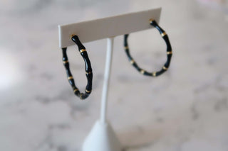 Enamel Bamboo Earring Black - Dear GigiBlack